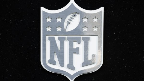 NFL Offseason - Defenseless Player rule, Shield logo seen at the Super Bowl Experience on February 08, 2022, at the Los Angeles Convention Center in Los Angeles, CA. Photo by Ric Tapia/Icon Sportswire NFL: FEB 08 Super Bowl LVI - Super Bowl Experience Icon2692202080702