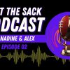 FootballR - NFL - Diese Beschreibung wurde automatisch generiert. Schauen Sie sich das What the Sack Podcast-Logo mit Mikrofon an, perfekt für Draft Day Drama - und NFL Scouting Combine-Enthusiasten.
